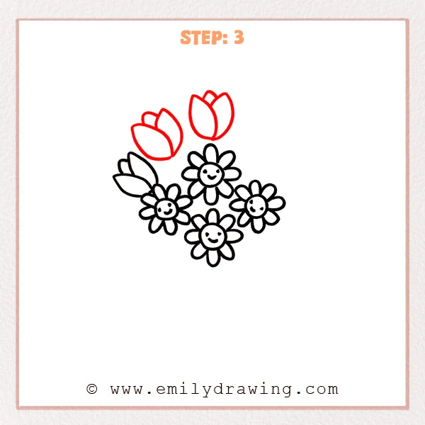 how to draw a spring flowers - Step 3